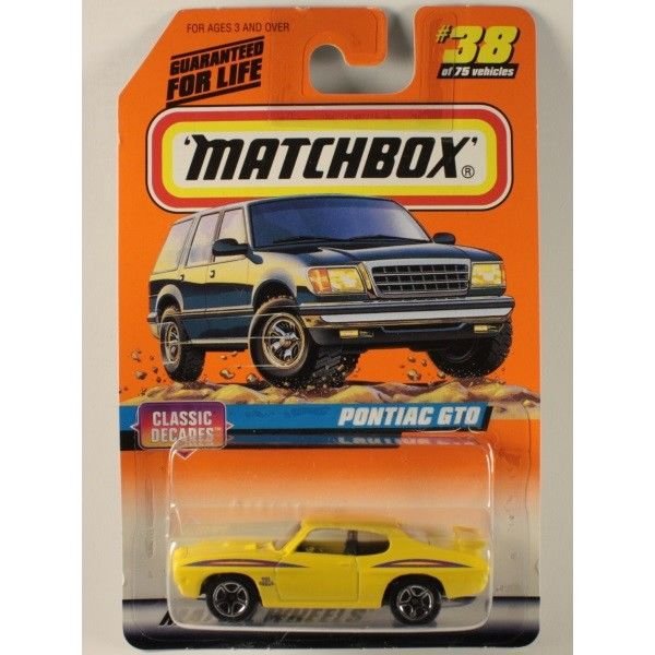 Matchbox 1998 #38 Pontiac GTO, 1970 Judge, Yellow, Classic Decades