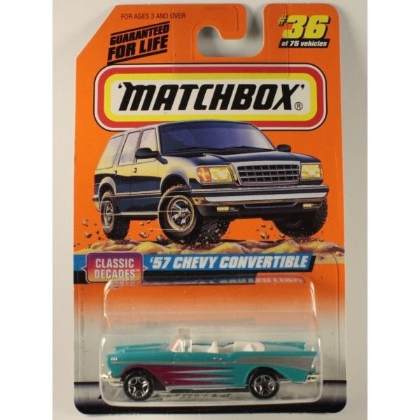 Matchbox 1998 #36 '57 Chevy Convertible Bel Air, Turquoise, Classic Decades