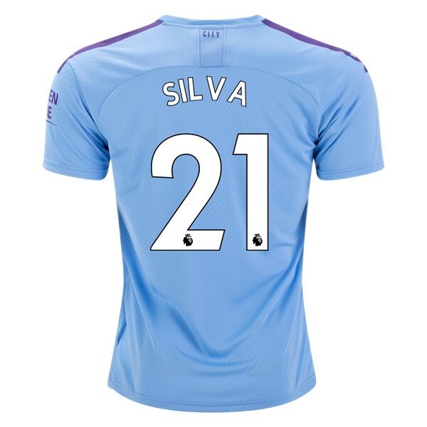 David SILVA #21 Manchester City Home 19/20 Men Soccer Jersey + EPL & Nexen Badges