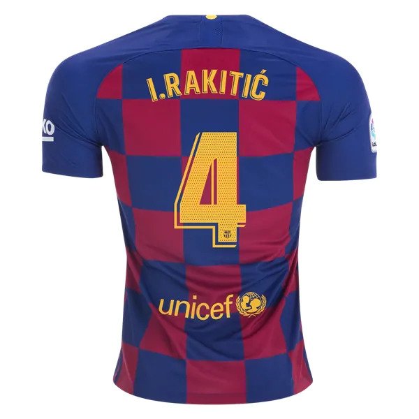 Ivan RAKITIC #4 Barcelona Home 19/20 Men Soccer Jersey + Laliga Badge