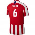 KOKE #6 Atletico Madrid Home 19/20 Men Soccer Jersey + Laliga Badges
