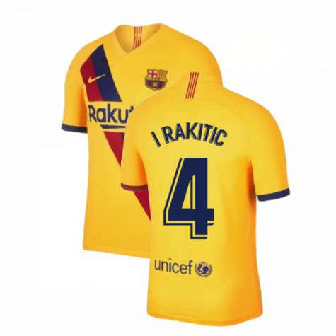 Ivan RAKITIC #4 Barcelona Away 19/20 Men Soccer Jersey + Laliga Badge