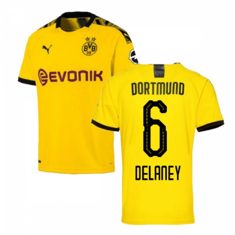 Thomas DELANEY #6 Borussia Dortmund Home 19/20 Men Soccer Jersey + Bundesliga Patch