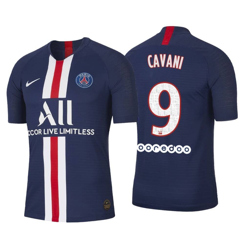 Edinson CAVANI #9 Paris Saint Germain PSG Home 19/20 Men Soccer Jersey + Ooredoo