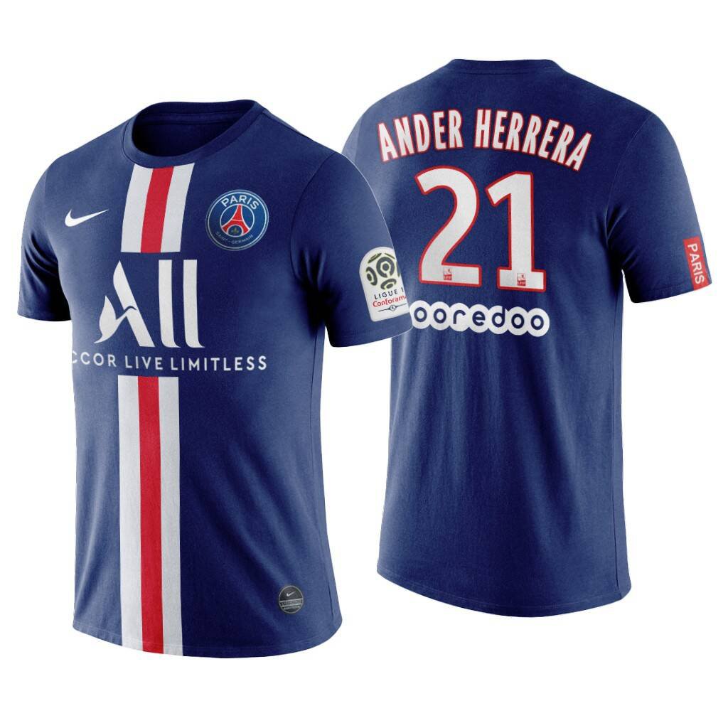 ANDER HERRERA #21 Paris Saint Germain PSG Home 19/20 Men Soccer Jersey + Ooredoo