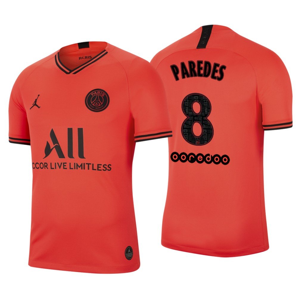 Leandro PAREDES #8 PSG Paris Saint Germain Away 19/20 Men Soccer Jersey + Ooredoo