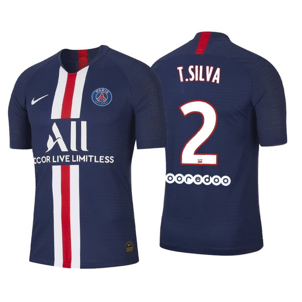 Thiago SILVA #2 PSG Home 19/20 Men Soccer Jersey + Ooredoo Size 2XL