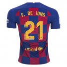 Frenkie DE JONG #21 Barcelona Home 19/20 Men Soccer Jersey + Laliga Badge Size 2XL