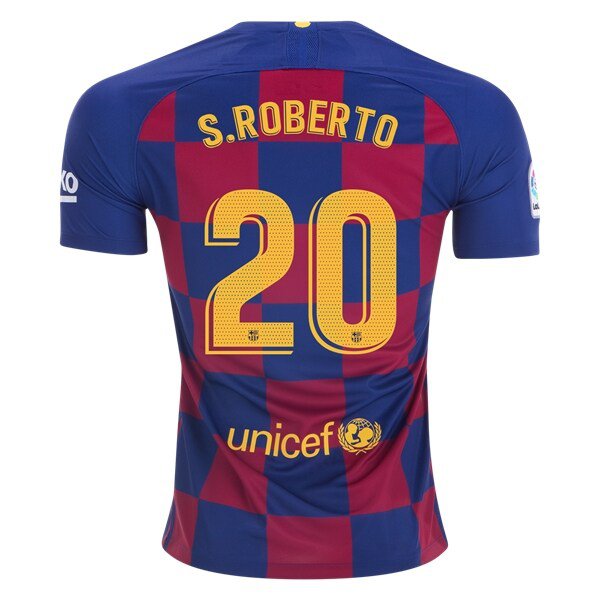 Sergi ROBERTO #20 Barcelona Home 19/20 Men Soccer Jersey + Laliga Badge Size 2XL