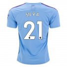 David SILVA #21 Manchester City Home 19/20 Men Soccer Jersey + EPL & Nexen Badges Size 2XL