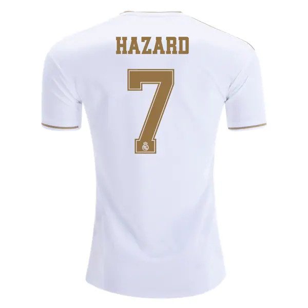 Eden HAZARD #7 Real Madrid Home 19/20 Men Soccer Jersey + Laliga/WCC Badges Size 2XL