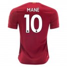 Sadio MANE #10 Liverpool Home 19/20 Men Soccer Jersey + EPL & WU Badges Size 2XL