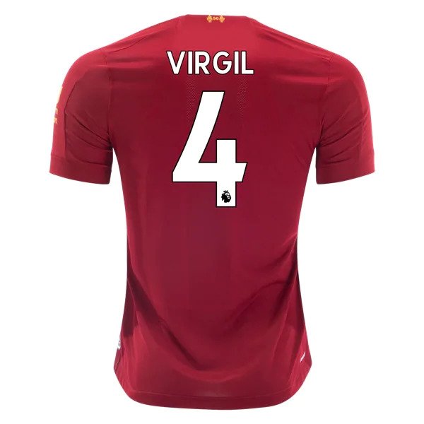 VIRGIL van Dijk #4 Liverpool Home 19/20 Men Soccer Jersey + EPL & WU Badges Size 2XL