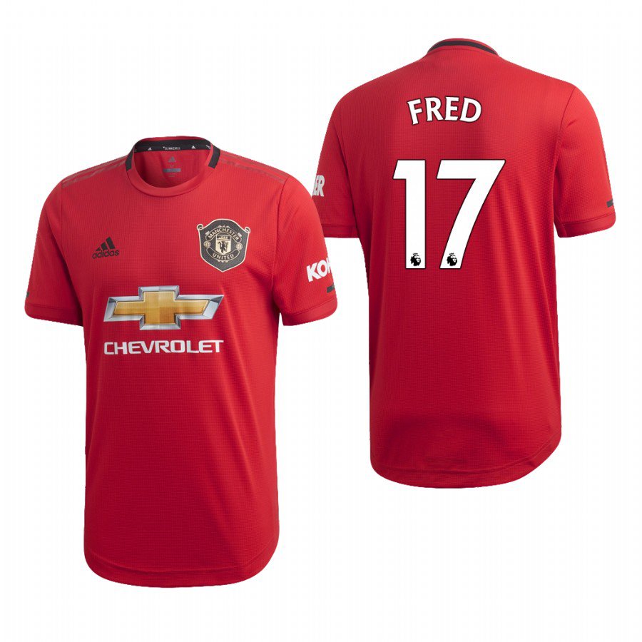FRED #17 Manchester United Home 19/20 Men Soccer Jersey + EPL & Kohler Badges Size 2XL