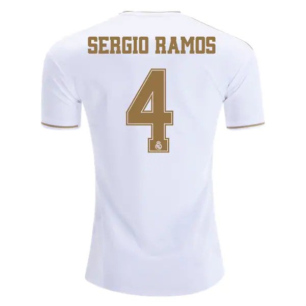 SERGIO RAMOS #4 Real Madrid Home 19/20 Men Soccer Jersey + Laliga/WCC Badges Size 2XL