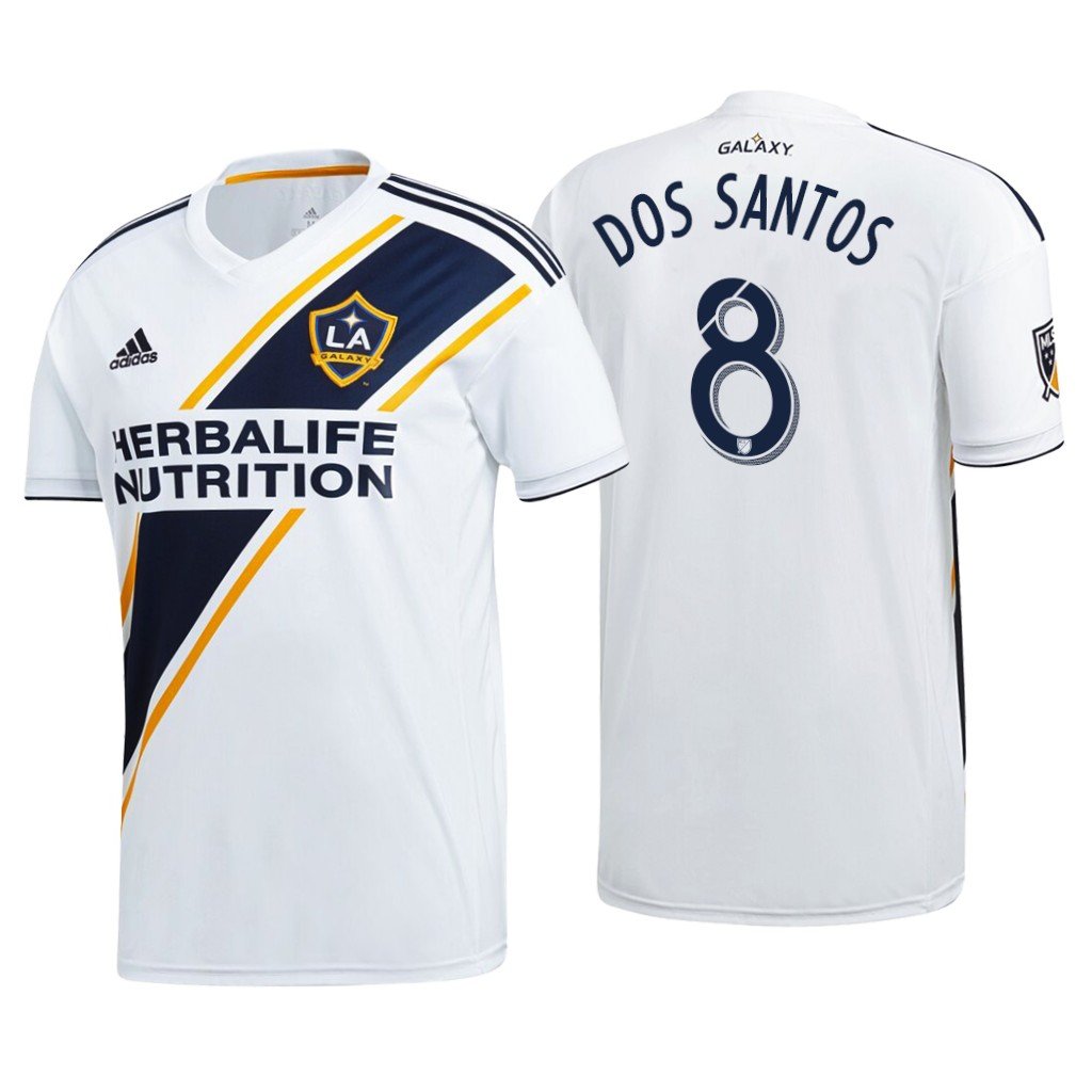 Jonathan DOS SANTOS #8 LA Galaxy Home 2019 Men Soccer Jersey + MLS Patch