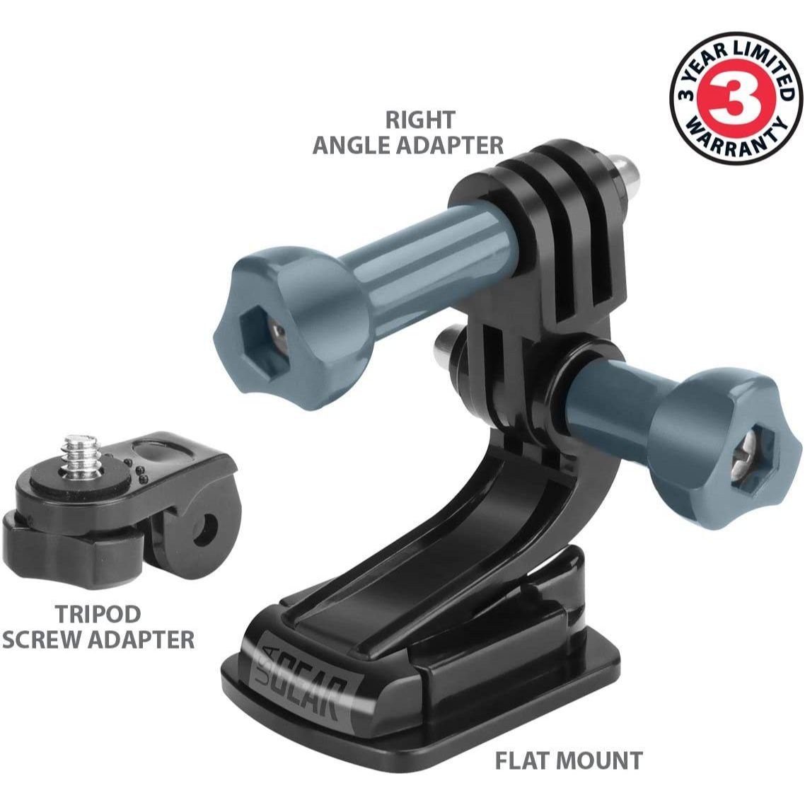 Flat Adhesive Action Camera Mount Kit with JHook and Tripod Screw