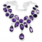 Huge Amethyst Sterling Silver Bib Necklace