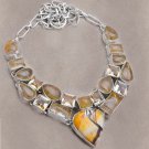 Jasper, Citrine, and Rutilated Quartz Sterling Silver Collar Necklace