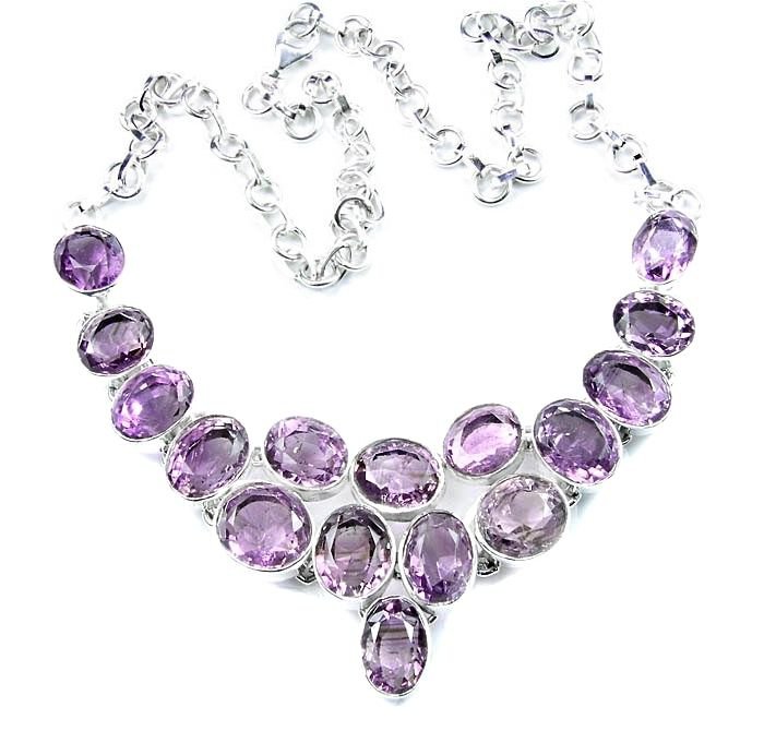 Amethyst Sterling Silver Bib Necklace