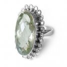Sterling Silver Green Amethyst Ring Size 9