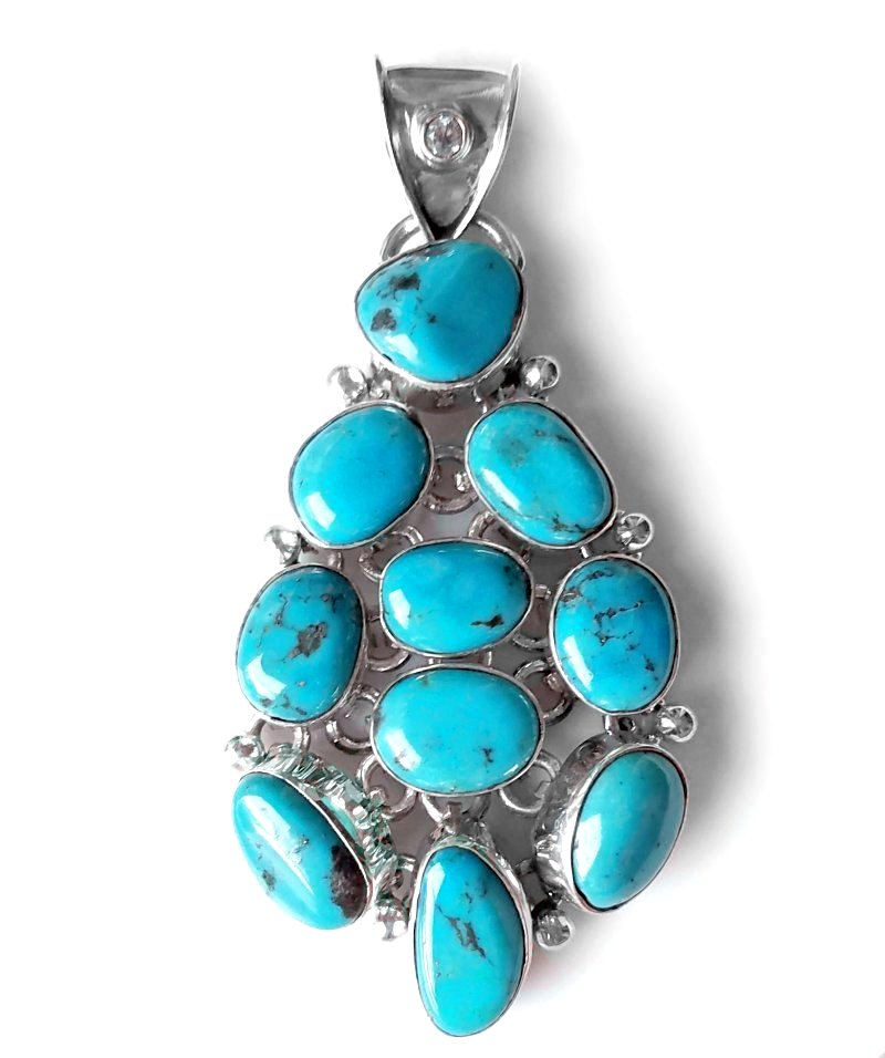 Robin's Egg Blue Turquoise and Sterling Silver Pendant