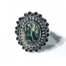 Sterling Silver Green Seraphinte Ring Size 7.25