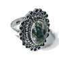 Sterling Silver Green Seraphinte Ring Size 7.25
