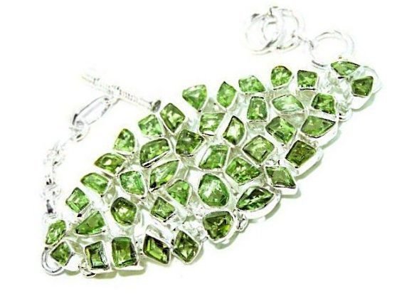 Green Peridot Sterling Silver Bracelet