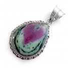 Ruby Zoisite 2" Sterling Silver Pendant