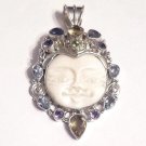 Man in the Moon Multi-Gem Sterling Silver Pendant