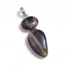 Blue Tigereye and Sterling Silver Pendant