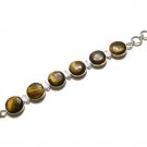 Tigereye and Sterling Silver Bracelet Extra Long
