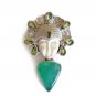 Sterling Silver Carved Princess Face Pendant Goddess Green Onyx Peridot
