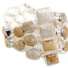 Wide Fossil Coral Sterling Silver Bracelet