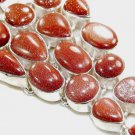Big and Bold Goldstone and Sterling Silver Bracelet
