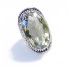 Green Amethyst and Sterling Silver Ring Size 8