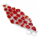 Big Bold Red Carnelian and Sterling Silver Bracelet