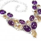 Big Bold Amethyst and Citrine Sterling Silver Necklace