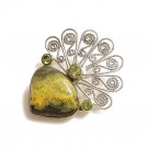 Green Ocean Jasper and Peridot Sterling Silver Pendant