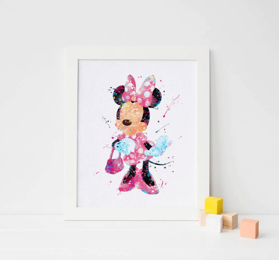 Minnie Mouse wall art minnie Watercolor minnie mouse Print nursery Disney Mickey Mouse Poster