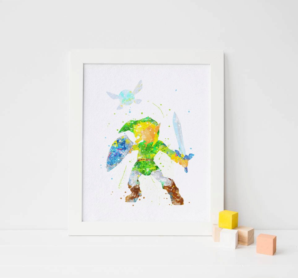 Zelda Print Link Legend of Zelda Watercolor Art Nursery Link print Kids ...
