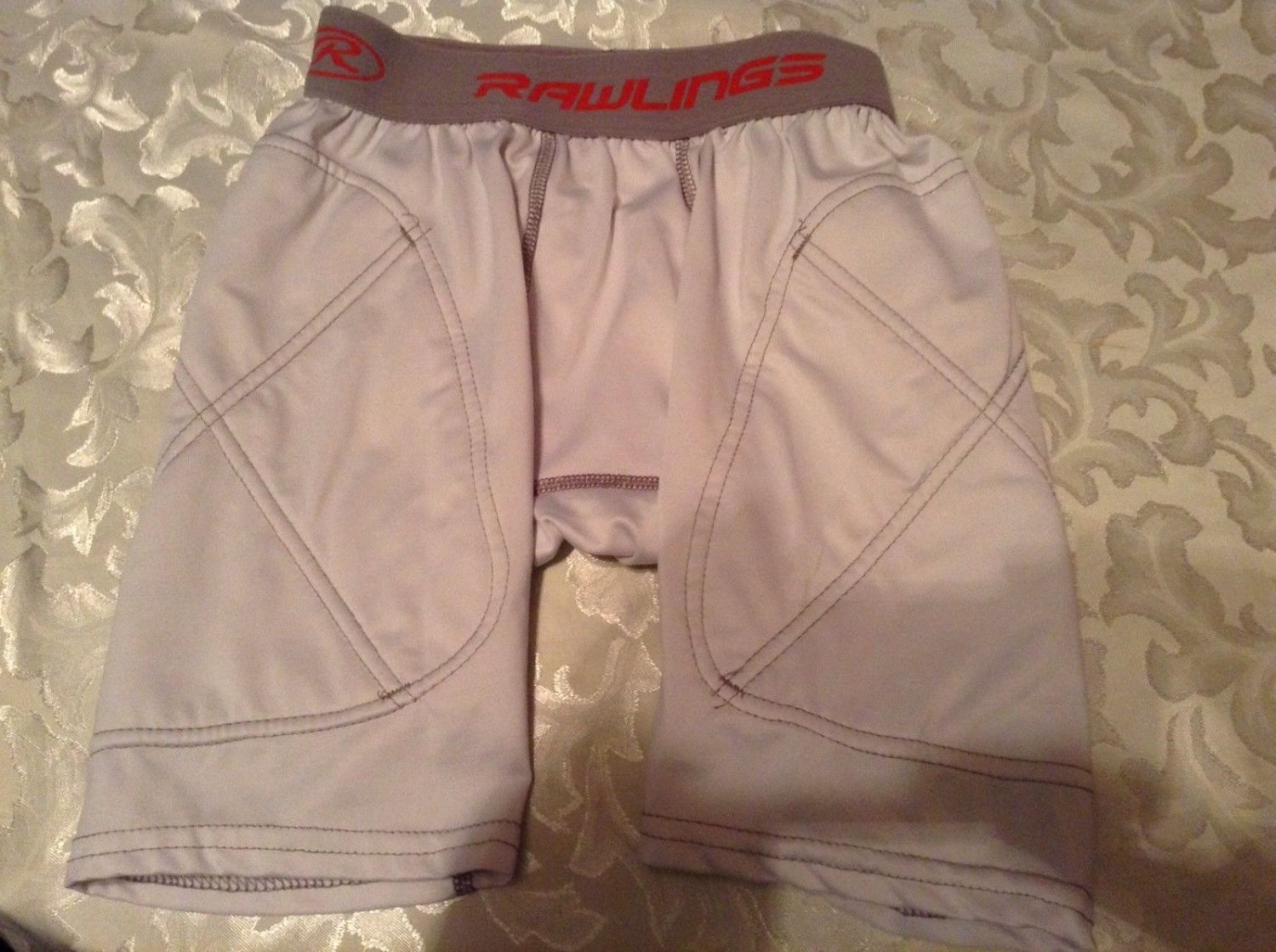 Rawlings football compression shorts padded youth small boys sports white gray