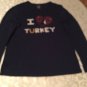 Ladies Old Navy shirt turkey Size large blue long sleeve sweater