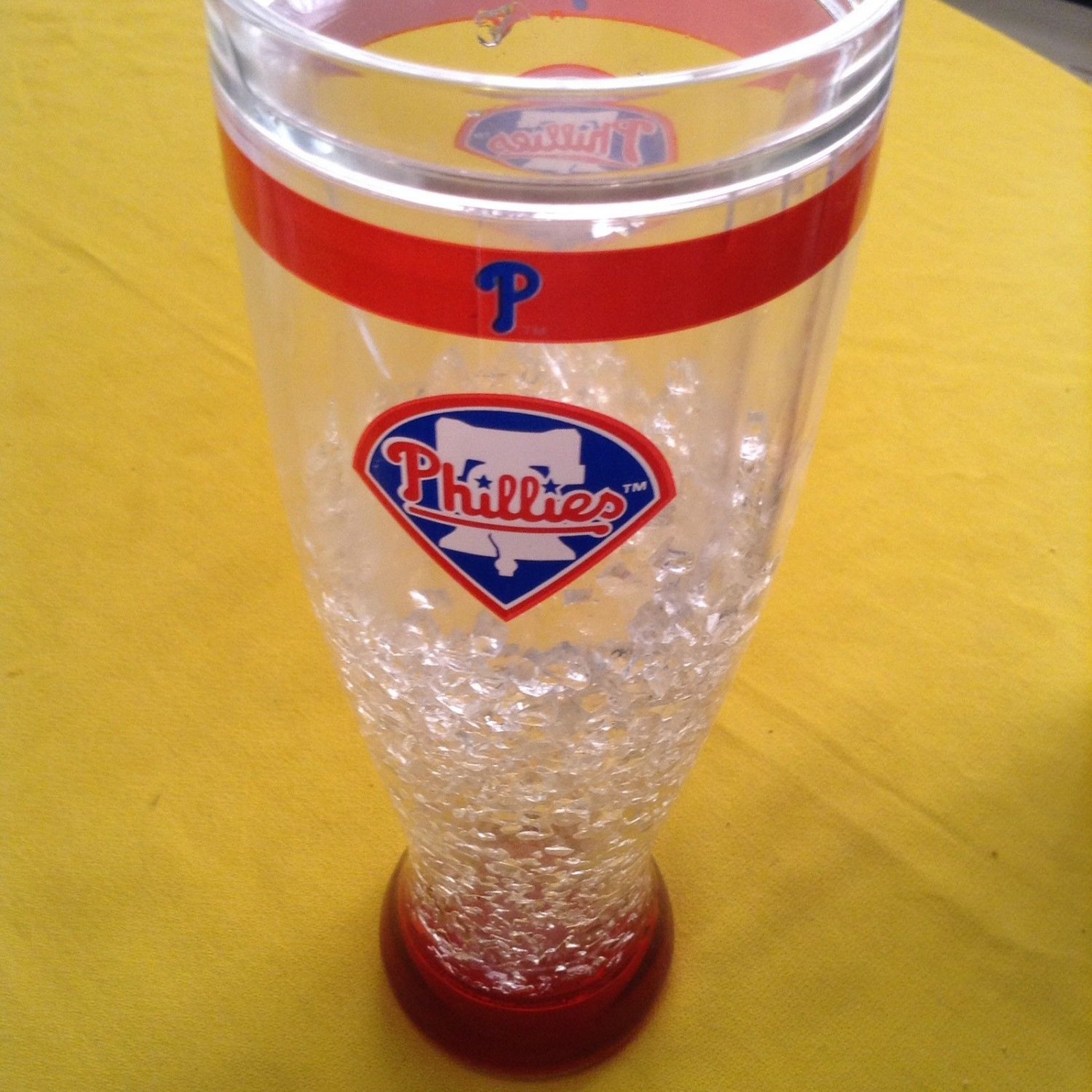 Phillies MLB mug glass Duck House large cooler insulated heavy plastic white red