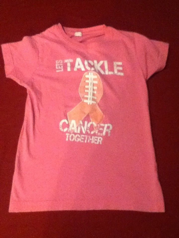 Girls LAT shirt Size large pink football Breast Cancer Tackle Cancer Together