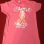 Girls LAT shirt Size large pink football Breast Cancer Tackle Cancer Together