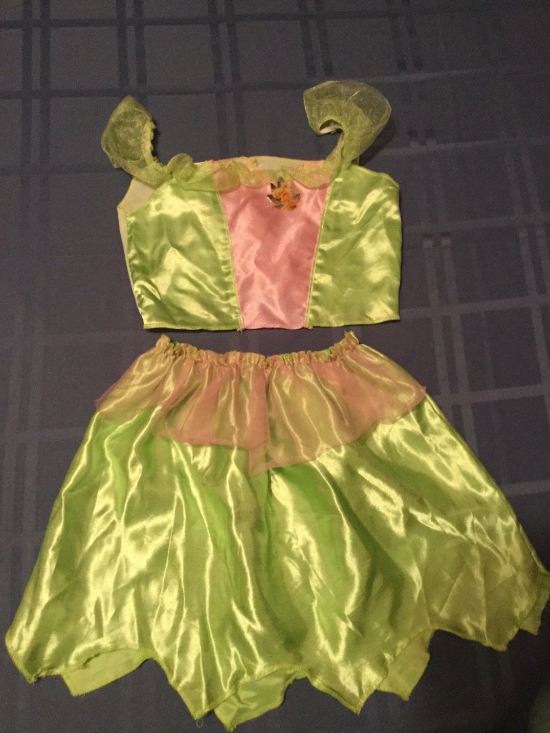Disney Fairies Tinkerbell dress Size 4-6x Halloween costume 2 piece set green
