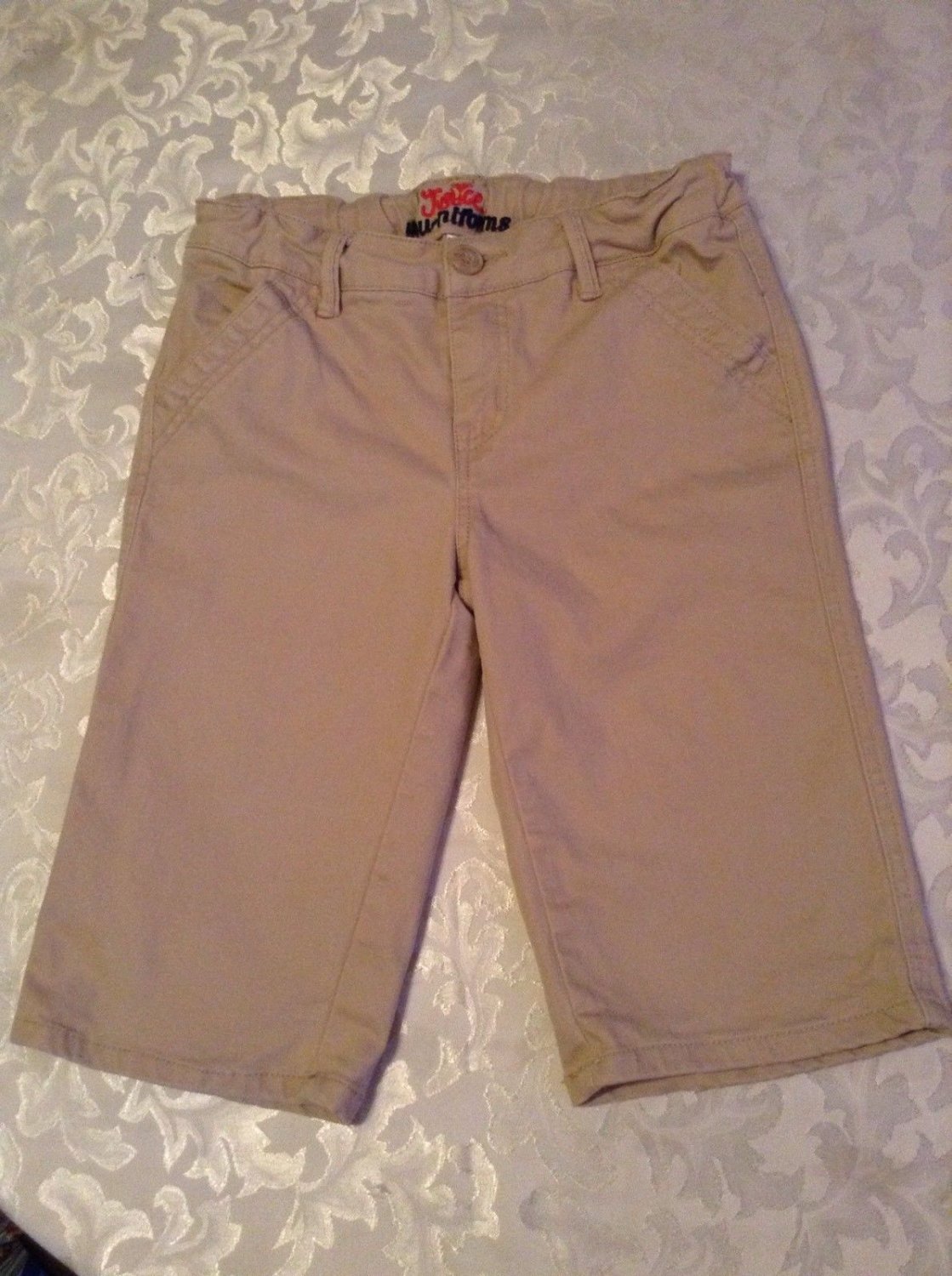 Girls Size 12S Justice shorts long uniform khaki flat front