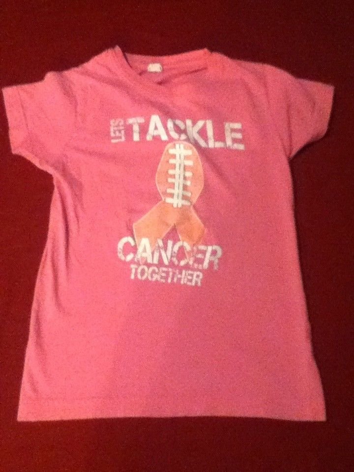 LAT shirt Breast Cancer Size large pink football Tackle Cancer Together Girls